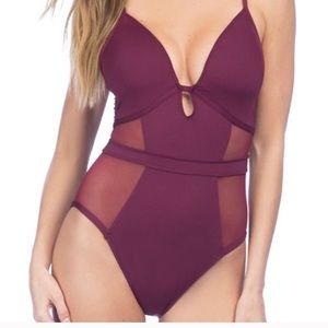 Kenneth Cole Plunge Padded One Piece Swimsuit
